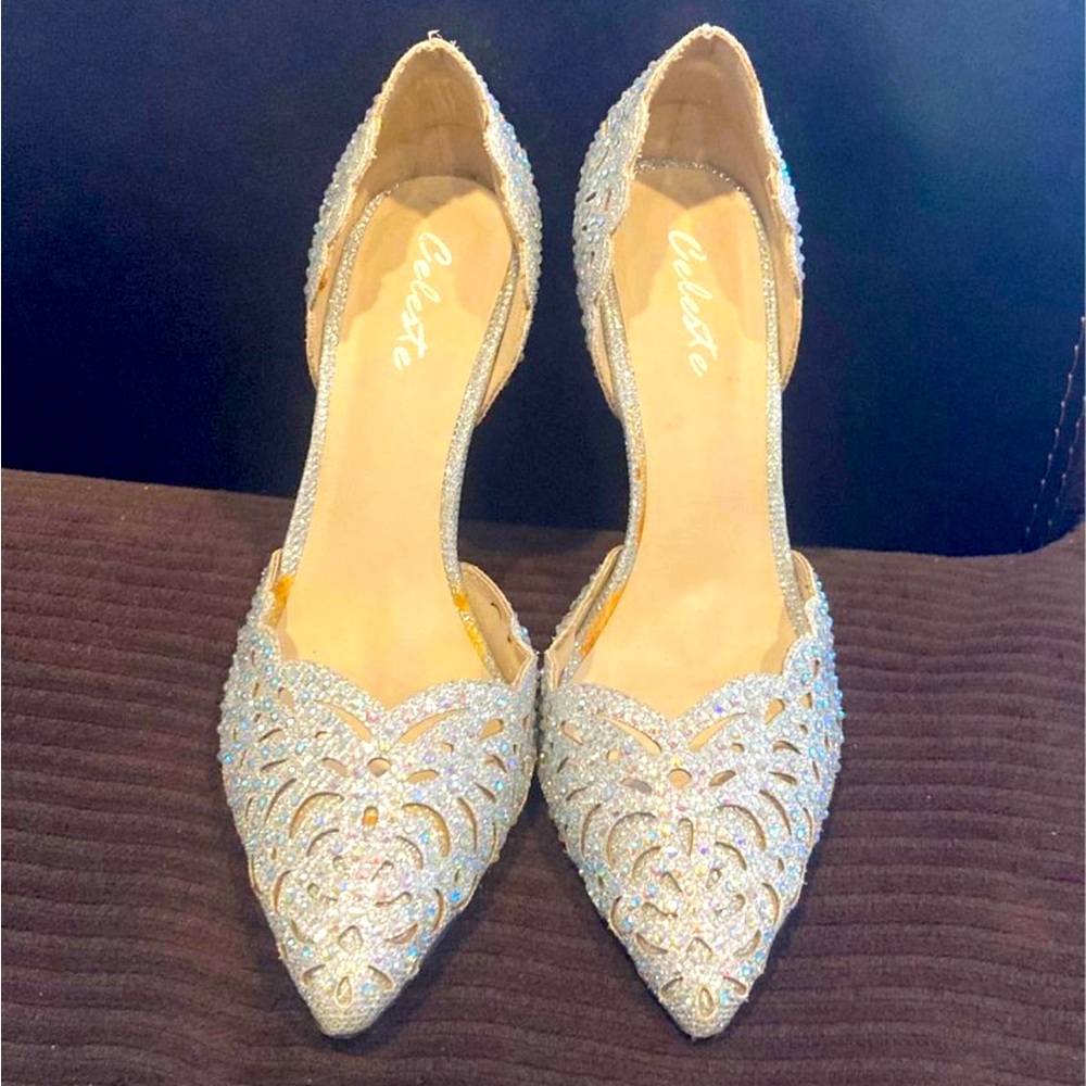 White lace heels
